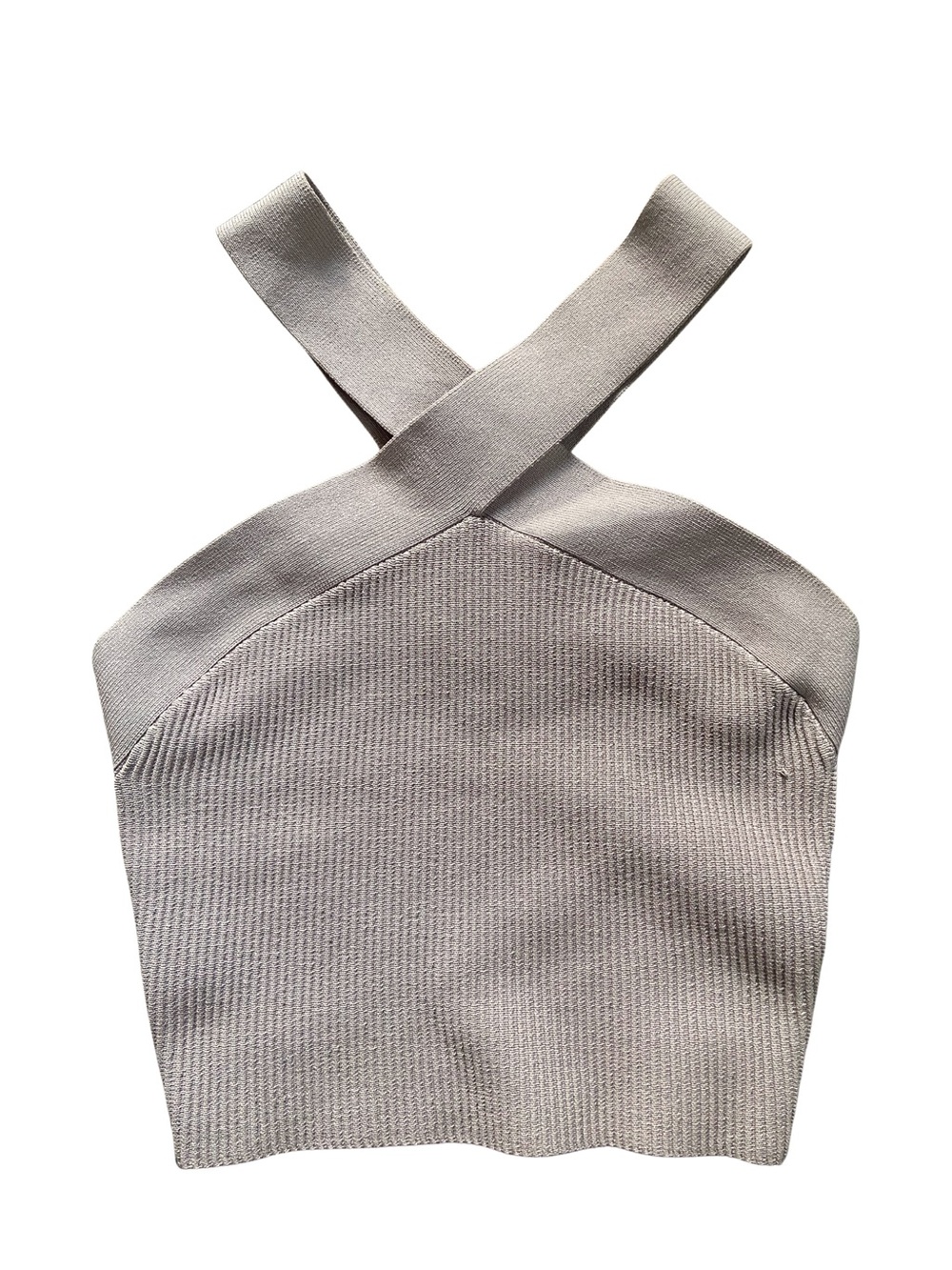Aritzia Babaton Cross-Front Knit Halter Top in Taupe - Picture 2 of 4